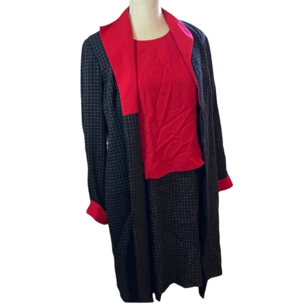 Vintage Petite Perceptions Black & Red Dress Suit Set